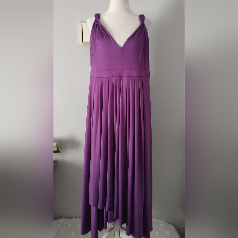 Meaveor Design Dress Asimetric  sleeveless 16W  purple Zipper Black Spandex New
